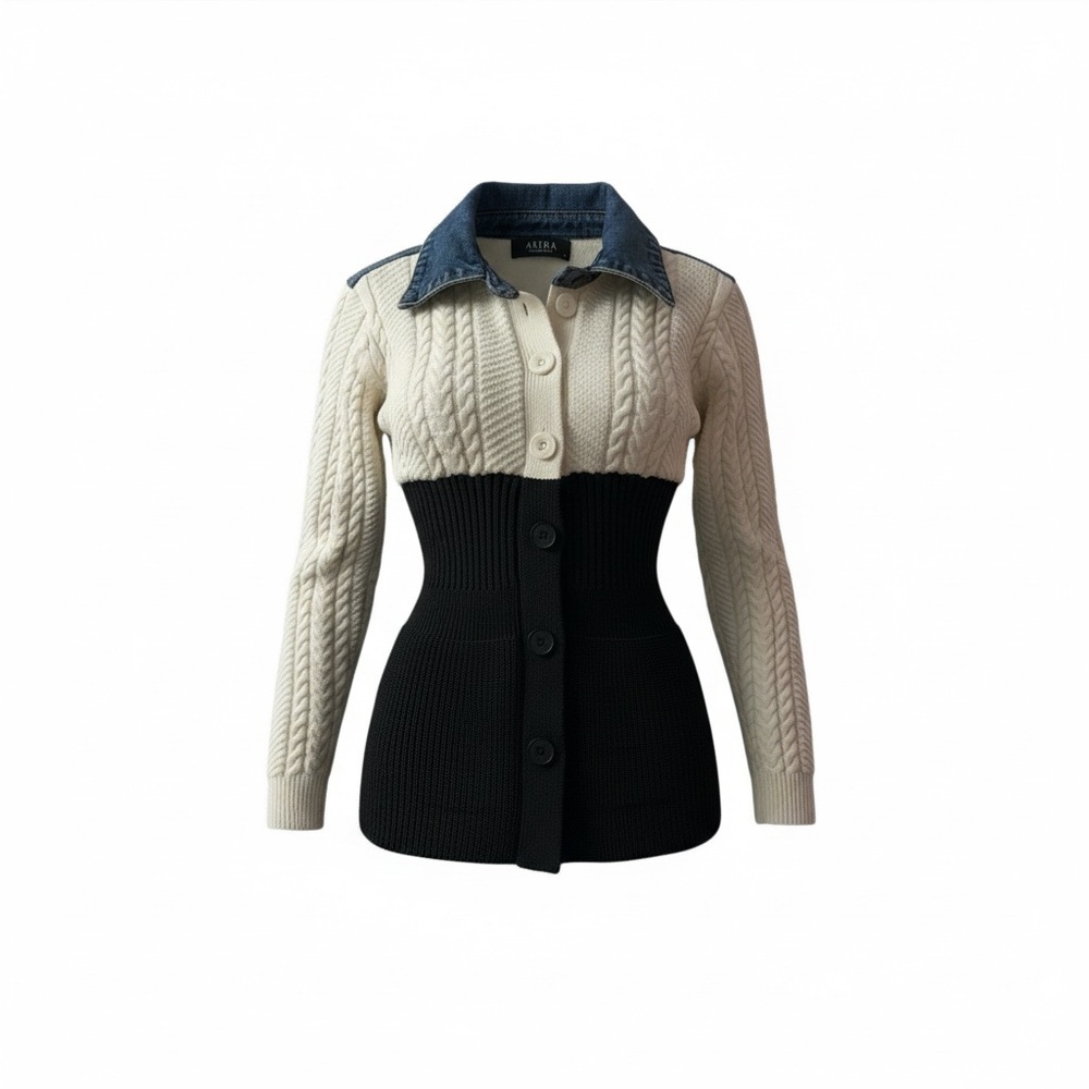 Chic Two-Tone Knit Cardigan